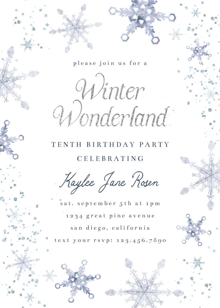 Night snowfall - party invitation